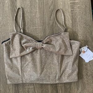 Originality Gold with bow front accent crop top bought from Dry Goods